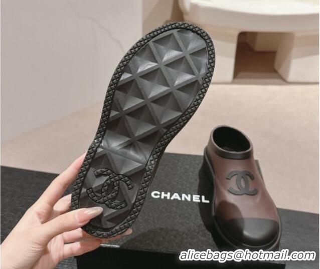 Low Price Chanel Rubber Ankle Rain Boots Brown 817008