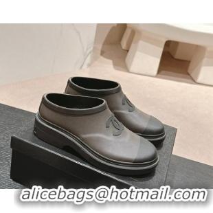 Good Looking Chanel Rubber Ankle Rain Boots Grey 817009