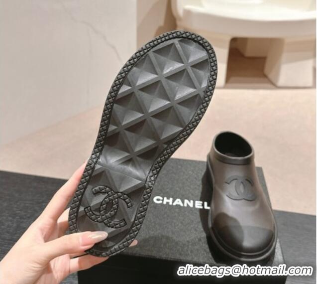 Good Looking Chanel Rubber Ankle Rain Boots Grey 817009