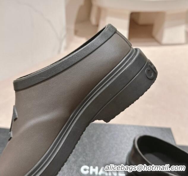 Good Looking Chanel Rubber Ankle Rain Boots Grey 817009