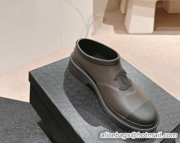 Good Looking Chanel Rubber Ankle Rain Boots Grey 817009