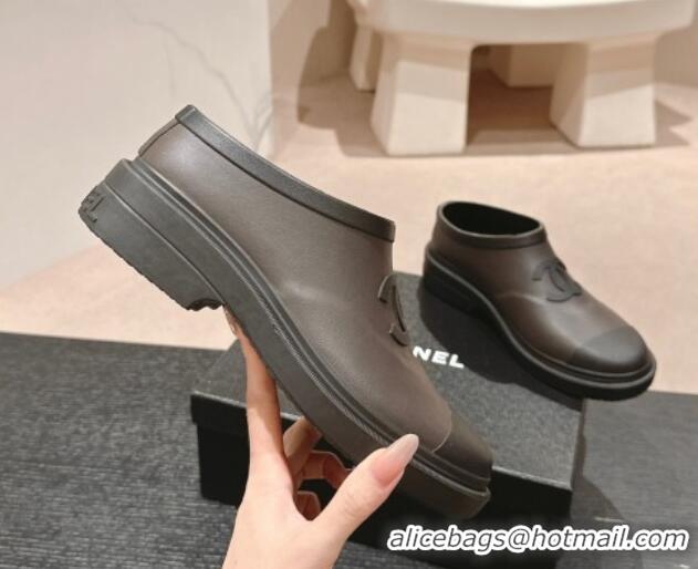 Good Looking Chanel Rubber Ankle Rain Boots Grey 817009