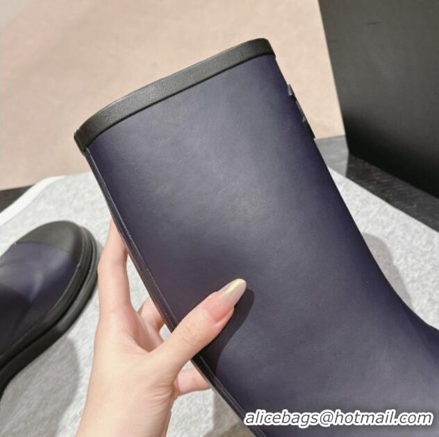 Unique Style Chanel Rubber High Rain Boots Dark Blue 817011