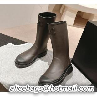 Shop Duplicate Chanel Rubber High Rain Boots Grey 817012