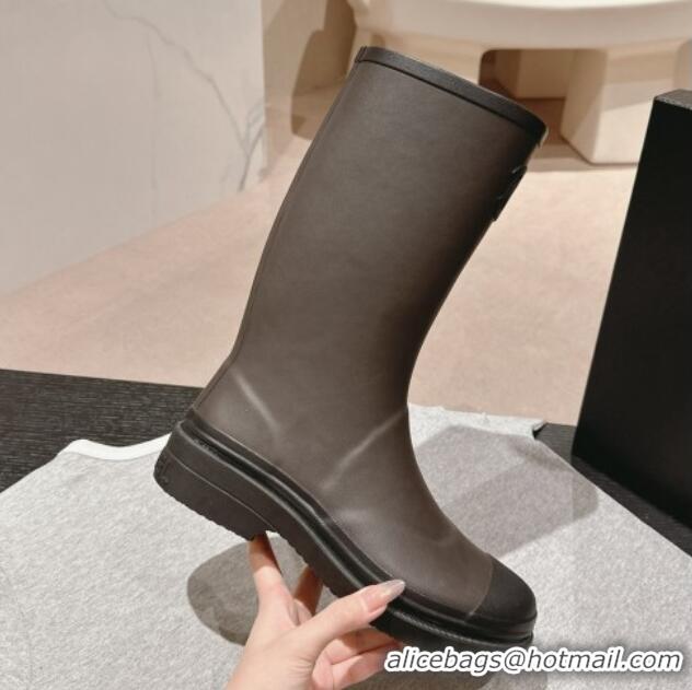 Shop Duplicate Chanel Rubber High Rain Boots Grey 817012