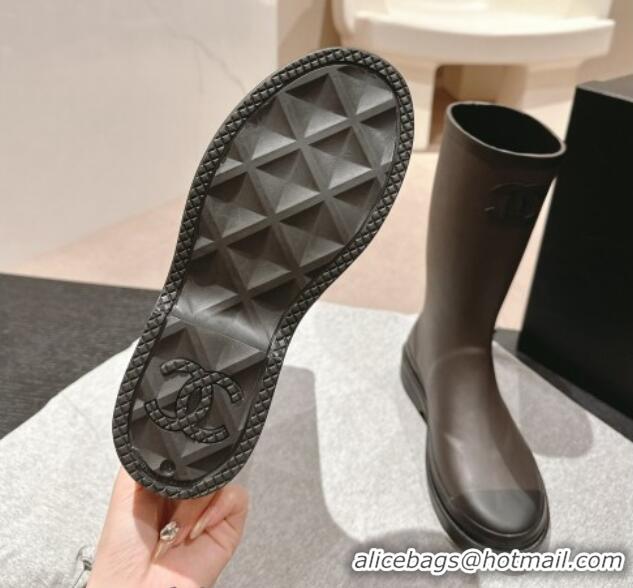 Shop Duplicate Chanel Rubber High Rain Boots Grey 817012