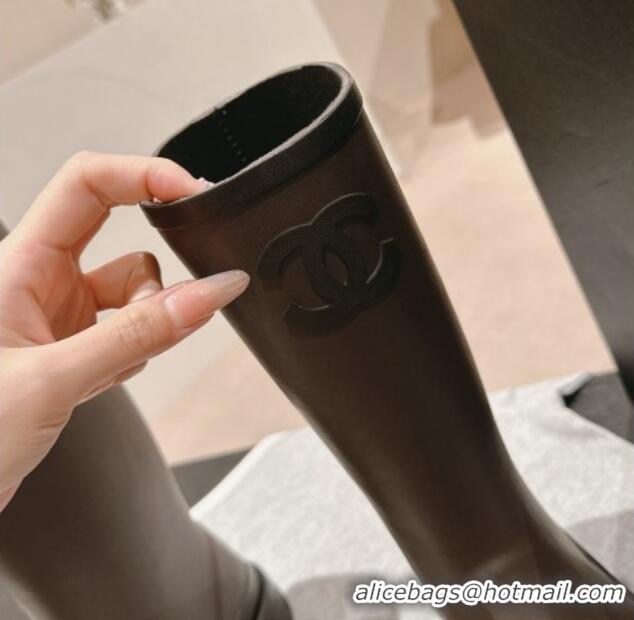 Shop Duplicate Chanel Rubber High Rain Boots Grey 817012