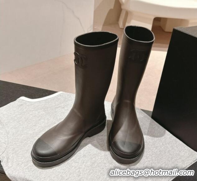 Shop Duplicate Chanel Rubber High Rain Boots Grey 817012