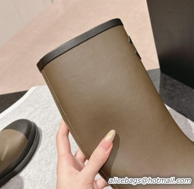 Good Product Chanel Rubber High Rain Boots Khaki Green 817014