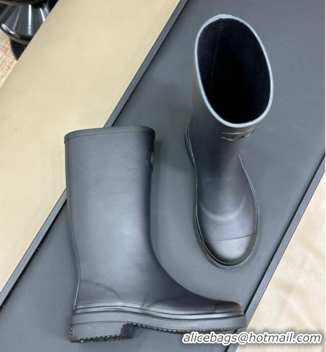 Big Discount Chanel Rubber High Rain Boots Black 817015