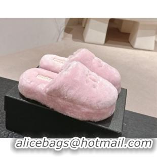 Purchase Chanel Wool Platform Mules Light Pink 817017