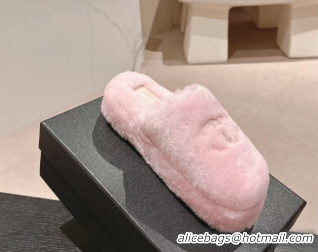 Purchase Chanel Wool Platform Mules Light Pink 817017