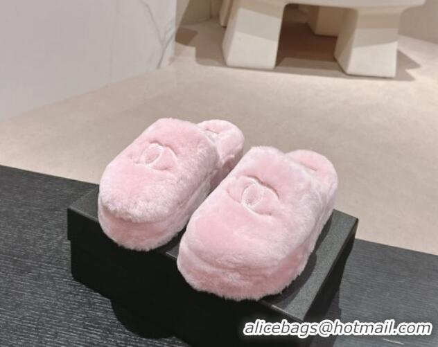 Purchase Chanel Wool Platform Mules Light Pink 817017