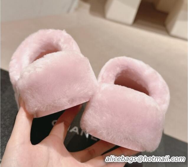 Purchase Chanel Wool Platform Mules Light Pink 817017