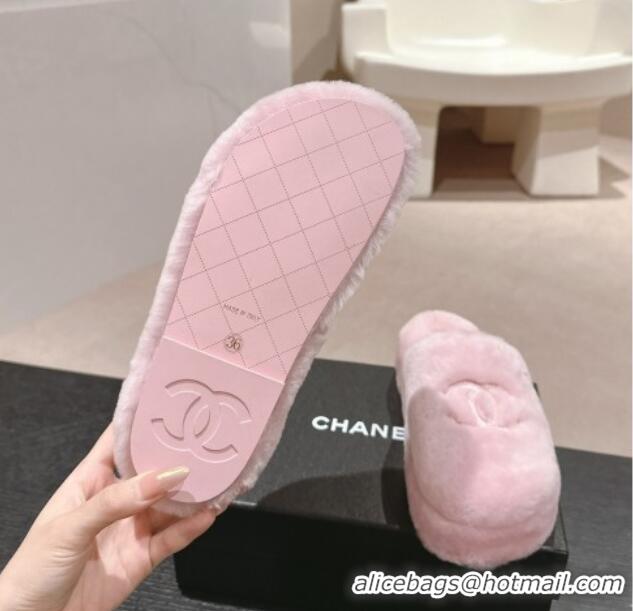 Purchase Chanel Wool Platform Mules Light Pink 817017