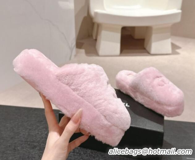 Purchase Chanel Wool Platform Mules Light Pink 817017