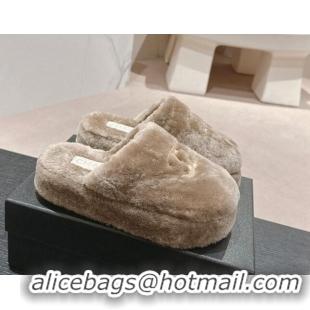 Grade Quality Chanel Wool Platform Mules Grey 817018