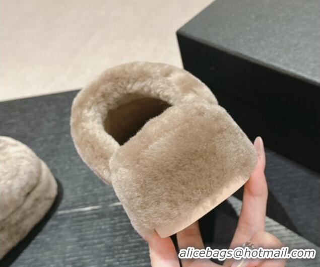 Grade Quality Chanel Wool Platform Mules Grey 817018