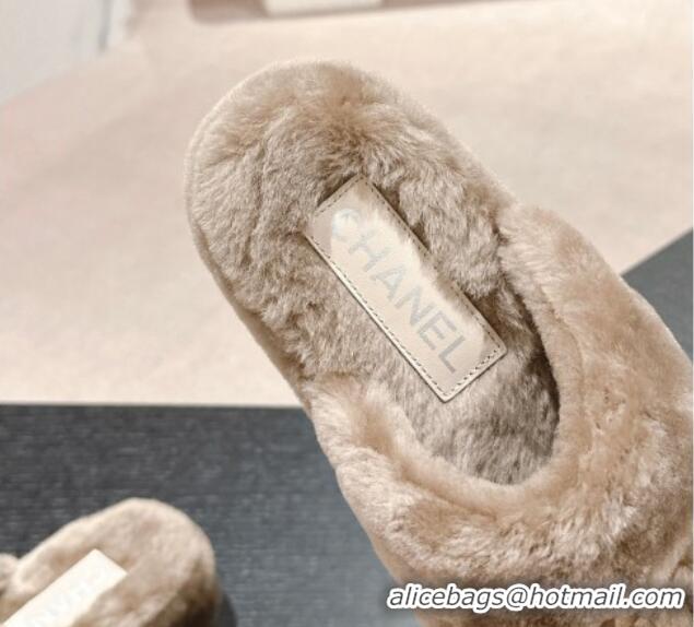 Grade Quality Chanel Wool Platform Mules Grey 817018