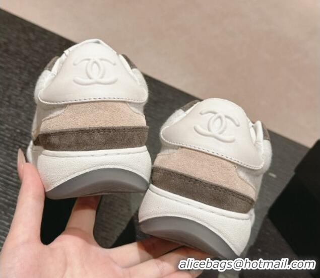 Luxurious Chanel Wool Fabric and Suede Sneakers Grey 817021