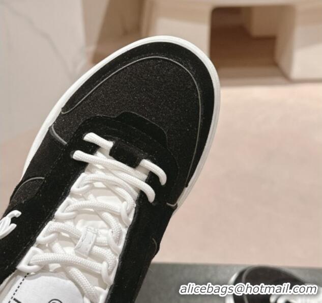 Good Product Chanel Wool Fabric and Suede Sneakers Black 817022