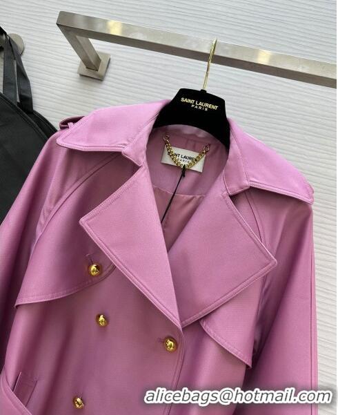 Luxury Cheap Saint Laurent Trench Coat S8801 Pink 2024