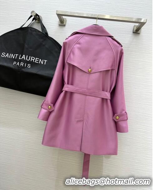 Luxury Cheap Saint Laurent Trench Coat S8801 Pink 2024