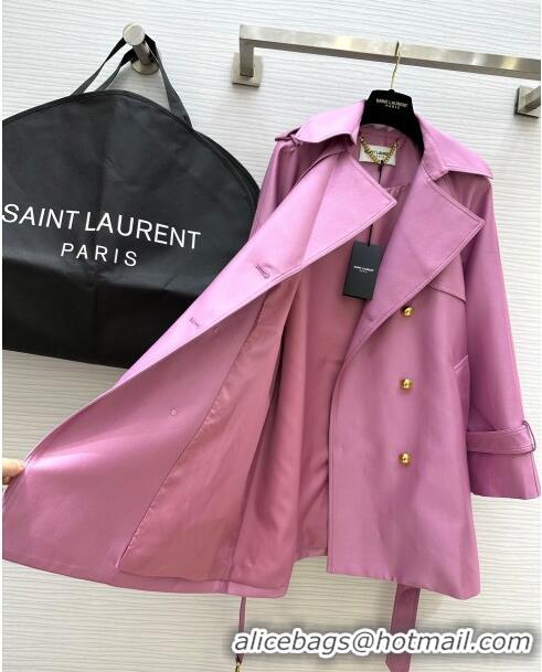 Luxury Cheap Saint Laurent Trench Coat S8801 Pink 2024