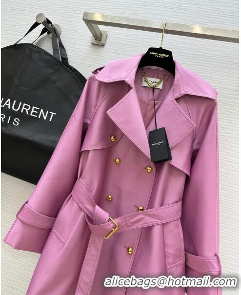 Luxury Cheap Saint Laurent Trench Coat S8801 Pink 2024