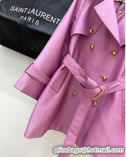 Luxury Cheap Saint Laurent Trench Coat S8801 Pink 2024