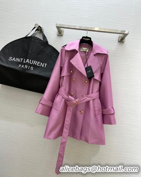 Luxury Cheap Saint Laurent Trench Coat S8801 Pink 2024