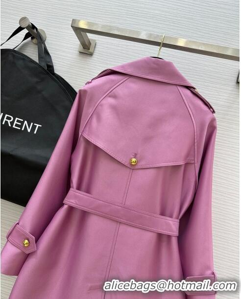 Luxury Cheap Saint Laurent Trench Coat S8801 Pink 2024