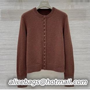 Buy Inexpensive Prada Cashmere Cardigan P8808 Coffee 2024