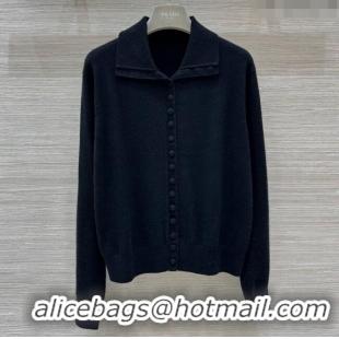 Famous Brand Prada Cashmere Cardigan P8810 Black 2024