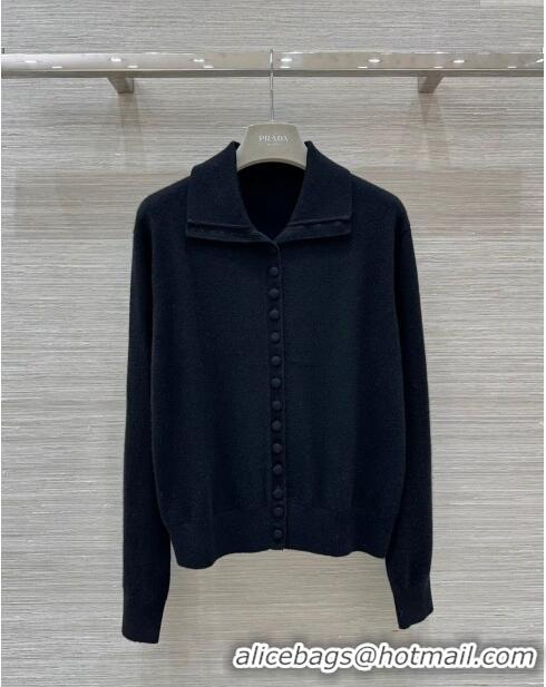 Famous Brand Prada Cashmere Cardigan P8810 Black 2024