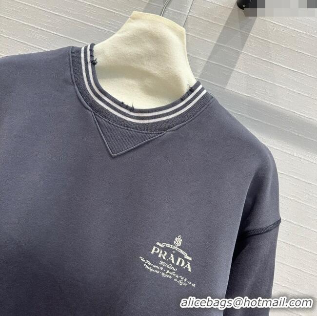 Top Design Prada Cotton Sweatershirt P8818 Grey 2024