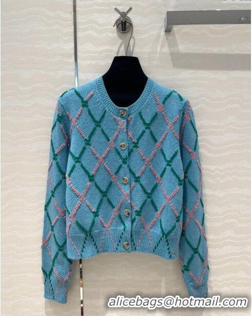 Top Grade Chanel Cashmere Cardigan CH8817 Blue 2024