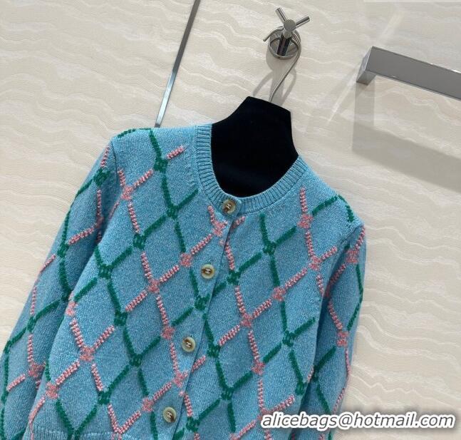 Top Grade Chanel Cashmere Cardigan CH8817 Blue 2024