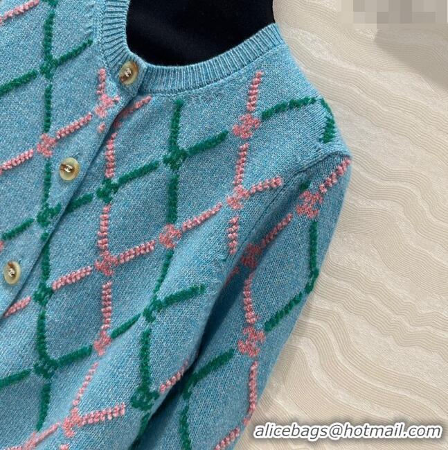 Top Grade Chanel Cashmere Cardigan CH8817 Blue 2024