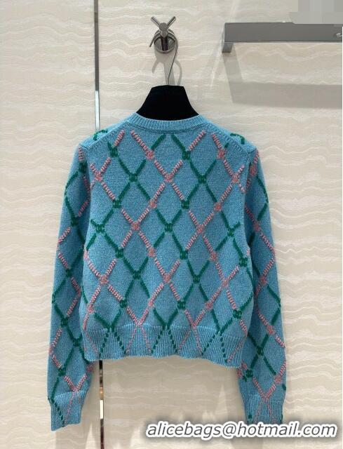 Top Grade Chanel Cashmere Cardigan CH8817 Blue 2024