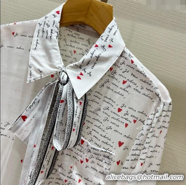 Luxury Cheap Dior Silk Shirt D8813 White 2024