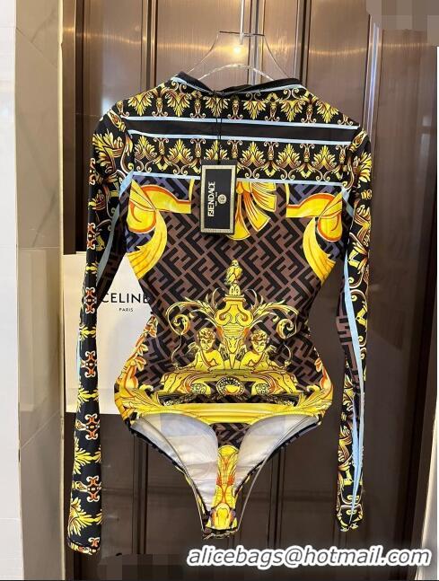 ​Best Price Versace x Fendi Long Sleeve Swimwear 0709 Brown 2024