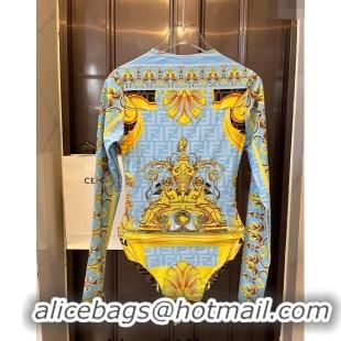 ​Top Quality Versace x Fendi Long Sleeve Swimwear 0709 Blue 2024