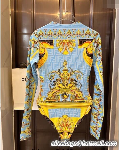 ​Top Quality Versace x Fendi Long Sleeve Swimwear 0709 Blue 2024