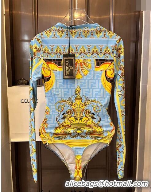 ​Top Quality Versace x Fendi Long Sleeve Swimwear 0709 Blue 2024