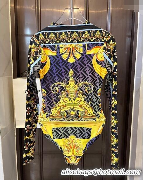 ​Good Taste Versace x Fendi Long Sleeve Swimwear 0709 Purple/Green 2024