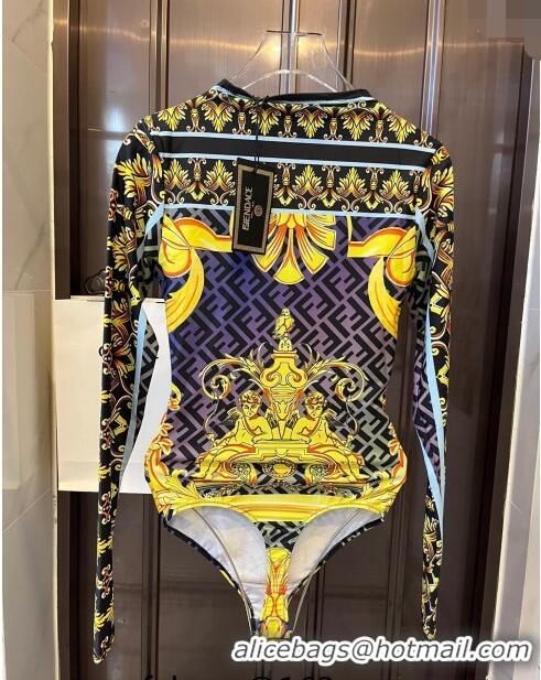 ​Good Taste Versace x Fendi Long Sleeve Swimwear 0709 Purple/Green 2024