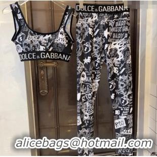 ​Buy Cheap Dolce & Gabbana DG Print Yoga Activewear Set 0709 Black 2024