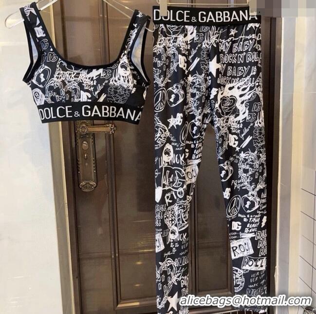 ​Buy Cheap Dolce & Gabbana DG Print Yoga Activewear Set 0709 Black 2024