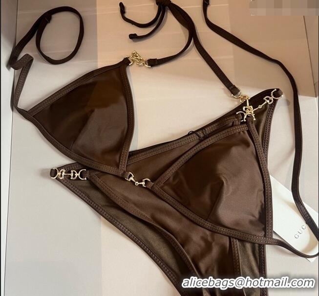 Top Quality Gucci Horsebit Swimwear 0709 Brown 2024